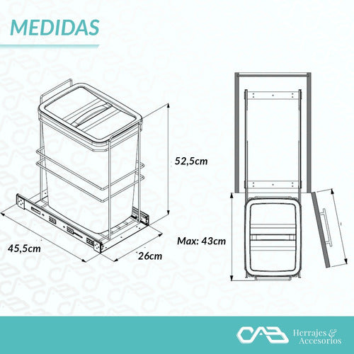 Starax Porta Residuo 35L Extraible Mueble Cocina Gris Basura 4