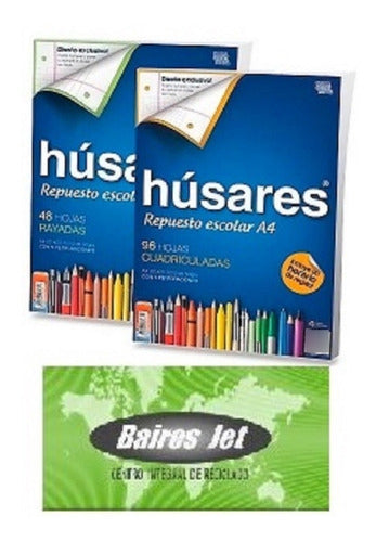 Húsares A4 School Notebook Refill Pack of 5 - 6083, 96 Sheets Each 0