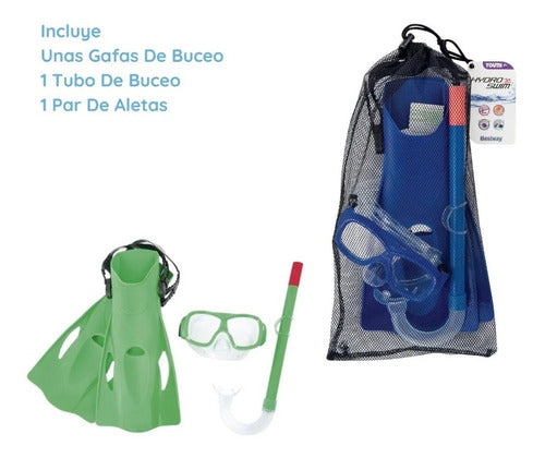 Kids Snorkel Diving Kit with Mask, Snorkel, and Adjustable Flippers by Bestway Set 1