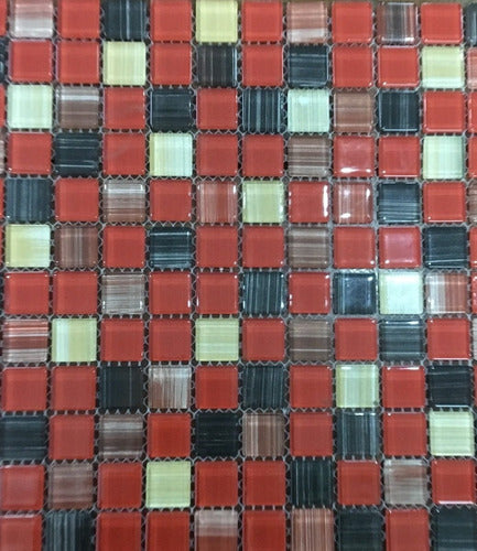 Center Cerámicos Revestimiento Malla Venecita Vidrio 30x30 Cocina Rojo Baño 0