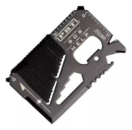 Tarjeta De Supervivencia Multitool Metalica + Cuerda 0