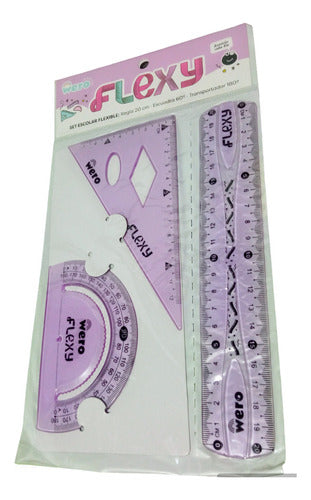 Flexible Kit Wero Set - 20 cm Ruler + 60º Square - 180º Protractor 0