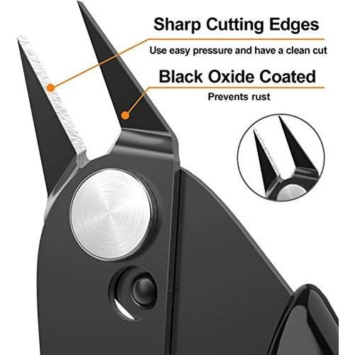 Boenfu Wire Cutters Zip Tie Cutters Micro Flush Cutter 1pcs 5 Inch Precision Wire Clippers Hobby Snips Small Side Cutting Pliers For Jewelry Making, Electronics | Black 1