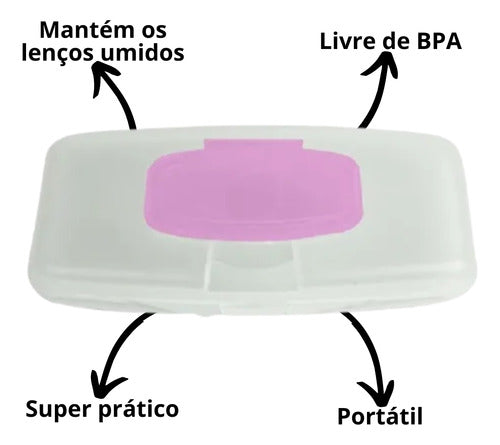 Porta Toalhas Umedecidas Resistente Rosa Cabe Na Bolsa 1