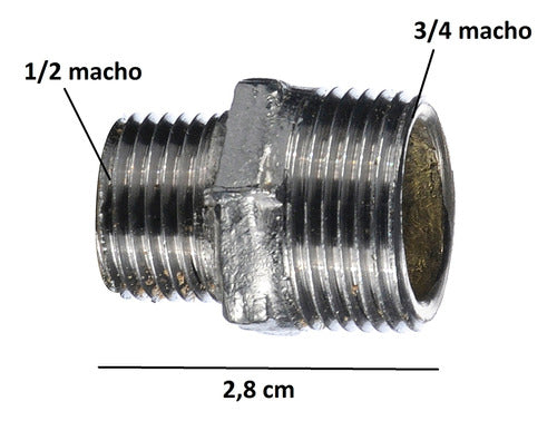 Rosca Tuerca Reduccion De 3/4 Macho X 1/2 Macho Bronce 1