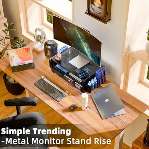 Simple Trending Metal Monitor Stand with Drawer and Pen Holder 1