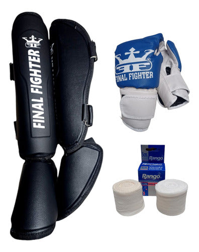 Final Fighter Combo Kit Kids Kick Boxing MMA Gloves and Shin Protectors 6