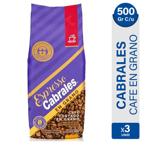 Cabrales Café En Grano Tostado Espresso - Pack X3 0