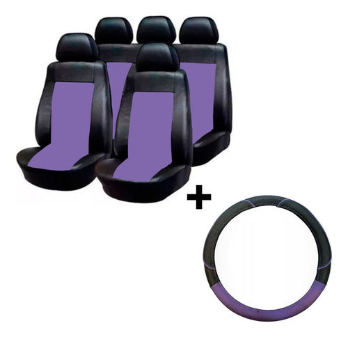 SALE! Car Seat Cover Set + Purple Steering Wheel Cover for Voyage 0