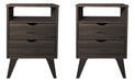 Sajo Retro Nightstand 2 Drawers Modern Wood Legs 0