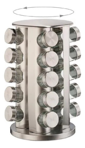 Genérica Glass Spice Rack with Rotating Metal Base and 20 Jars 0