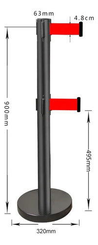 Poste Metálico Separador Fila Museo Doble Cinta 3mts 1
