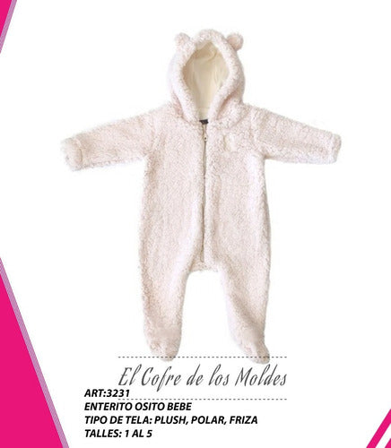 Molde Digital Enterito Body Osito Bebe,pack De Talles 1 Al 5 1