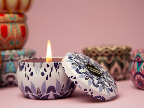 Set of 6 Small Mandala Tin Aromatic Candles by Iluminarte 1