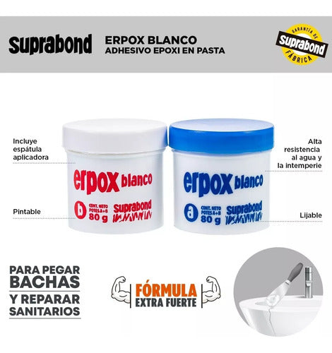 Nuevo Adhesivo Suprabond Erpox Blanco Bachas Y Sanitarios 80 2