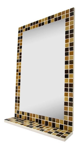 Lasaya Mirror with Mosaic Tiles 60x40cm + Shelf / Bathroom, Living Room, Dining Room 0