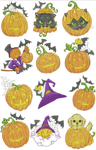Embroidery Patterns Halloween Cats Pumpkins Witches Night Matrices 0