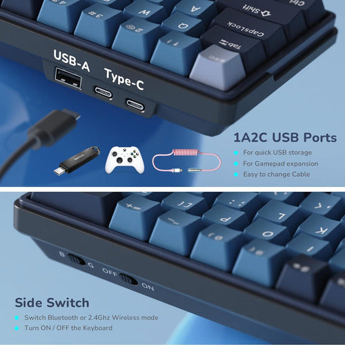 RK Royal Kludge Wireless Keyboard - USB Hub for Mac/Win 3