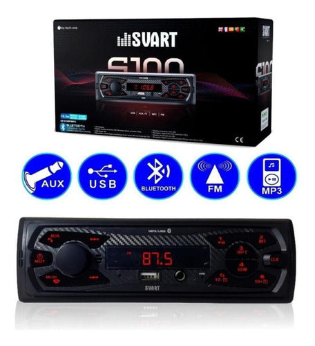 Svart Bluetooth Mp3 Car Radio with USB and Card Reader 0