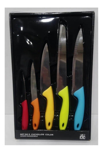 5 Cuchillos Colores Acero Inoxidable En Caja Regalo 4