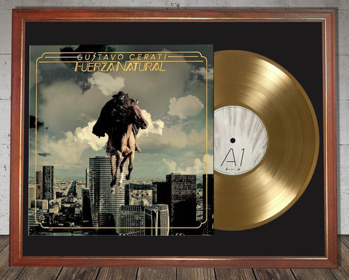 Gustavo Cerati Fuerza Natural LP Cover and Gold Disc in Frame 0