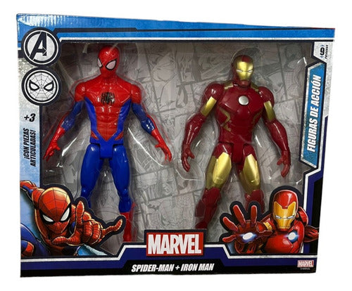 Sebigus Marvel Spiderman and Ironman Articulated Figures 23 cm 1