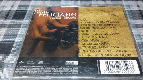 Jose Feliciano - A Mexico  Con Amor - Cd Original Promo - 2