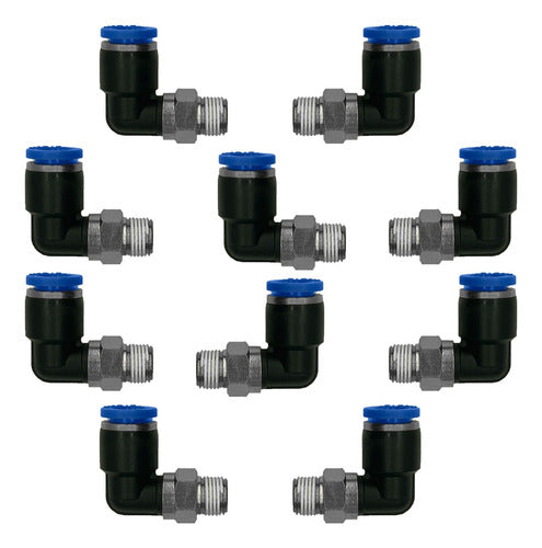 Conector Codo Neumático Rosca 1/8 - Tubo 4mm X10u 0