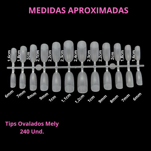 Mely Tips Para Soft Gel Oval Prelimada Matte 240 Unidades 1