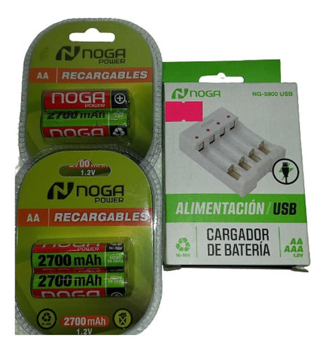 Cargador De Pilas Noga Usb + 4 Pilas Doble A,  Ramos Mejia 0