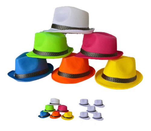 Tanguero Fluorescent Hat x 5 - Stylish Panama Cowboy Set 1