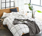 Wellboo White Checkered Quilt Set Bedding 4