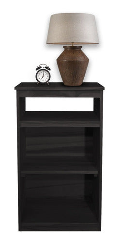 Sajo Modern Pine Bedside Table with Shelves 0