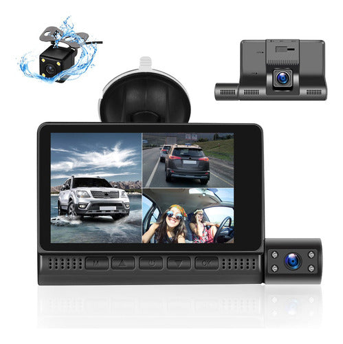 AMprime 3-Channel Front and Rear Dash Camera 0