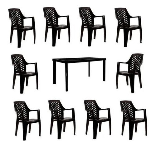 KAPAN Reinforced Patio Set 150kg Bali Table + 10 Black Chairs 0