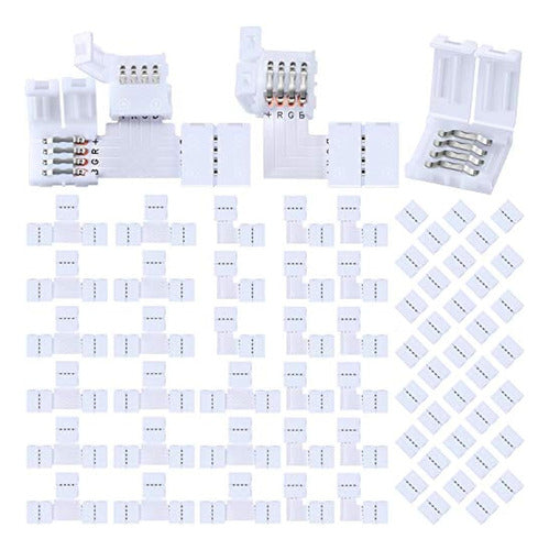 60 Piezas Conectores De Luces De Tira Led 4-pin Rgb Led Ligh 0