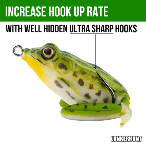 Lunkerhunt Lunker Frog - Freshwater Fishing Lure, Realistic Design, Green Tea 3