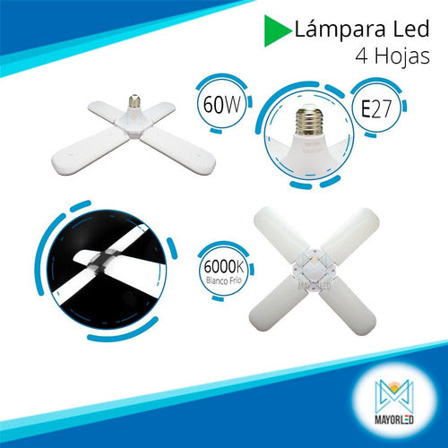 Mayorled Lámpara 4 Fan Blade E27 60W 3