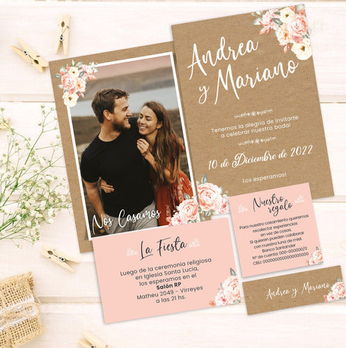 Entre Tintas y Papeles Customizable Wedding Invitation Card Set 7