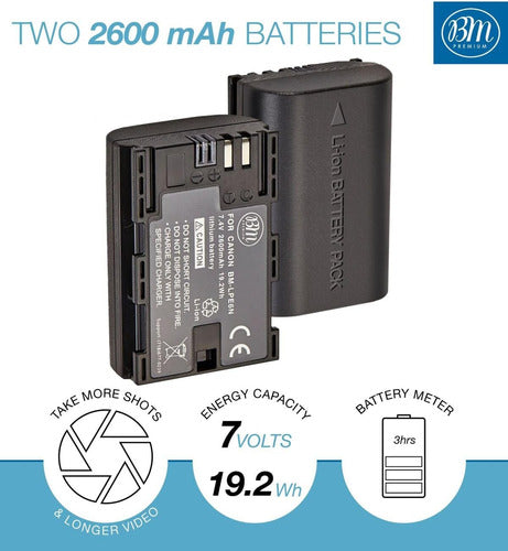 Cargador Y 2 Baterías Lp-e6n Par Canon Eos R 90d 60d 70d 80d 3