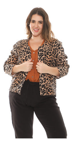 Genérica Blazer Chaqueta Animal Print Estampada Mujer Talles Grandes 6