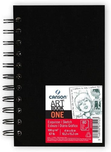 Sketchbook Espiral Canson One 80fls A6 + Lapis Rembrandt 3