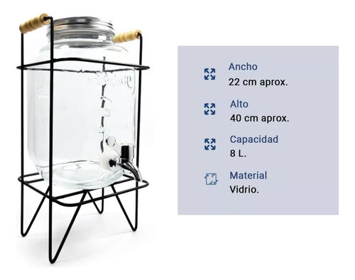 5-Liter Beverage Dispenser with Base and Bamboo Handle 3