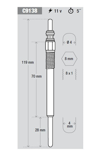 Kessel Bujía Precalentamiento Compatible Con Fiat Punto Multijet 1