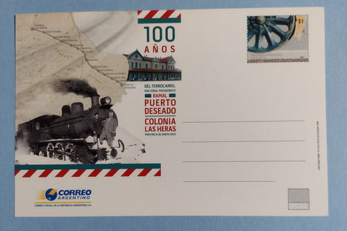 Tarjeta Conmemorativa 100 Años Del Ferrocarril Patagónico 0