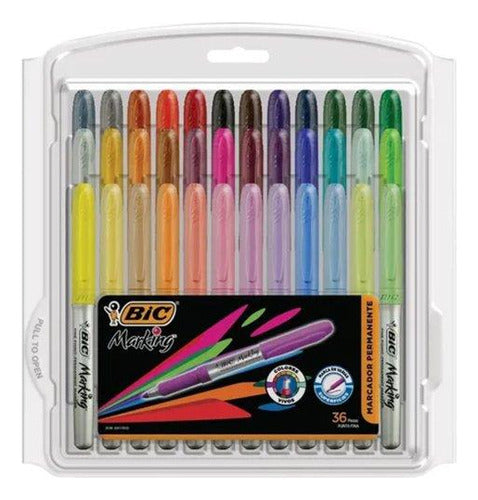 Marcador Bic Tinta Permanente Con Grip X36 Colores 0