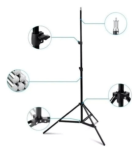 Quetat Extendable Cell Phone Tripod with 2m Light Ring 1