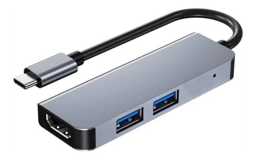 Adaptador Hub Tipo C 3 Puertos Usb Y Hdmi 4k Usb 3.0 2