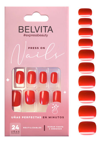 Belvita Press On Short Square Adhesive Nails 0