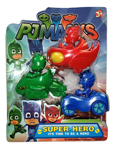 Pj Masks Kit 3 Vehículos Y Personajes 0